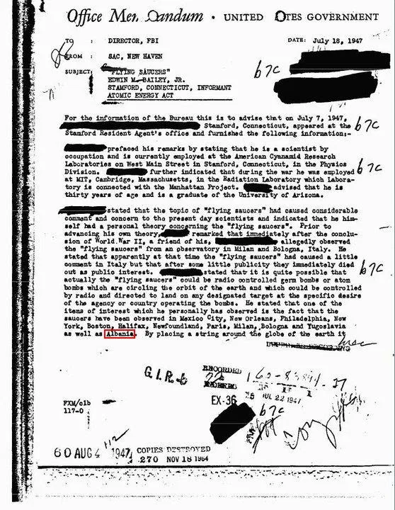 FBI 18 July 1947 UFO Saucer Report Untitled