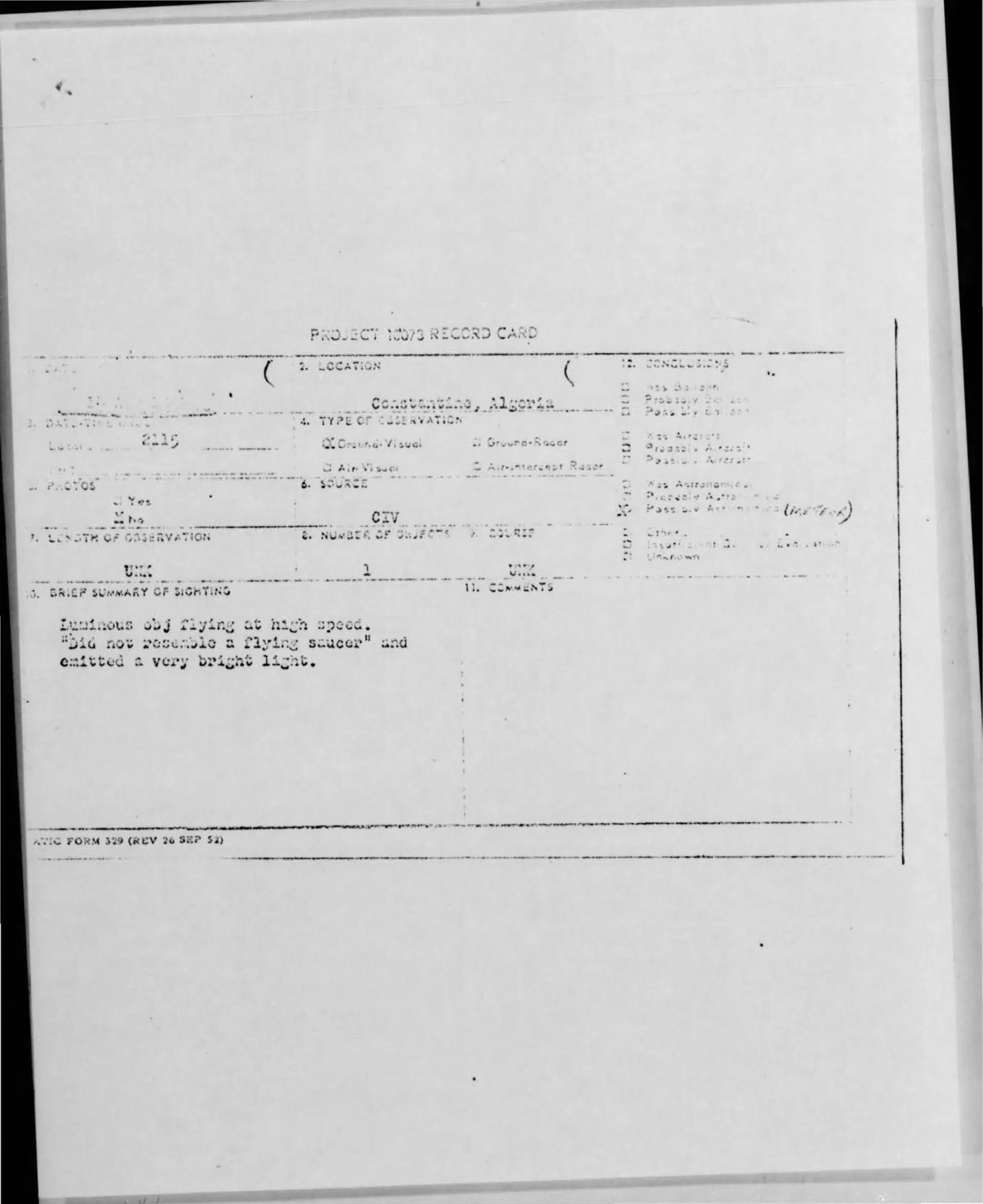 Project Blue Book report - 1952-08-8773924-Constantine-Algeria Untitled