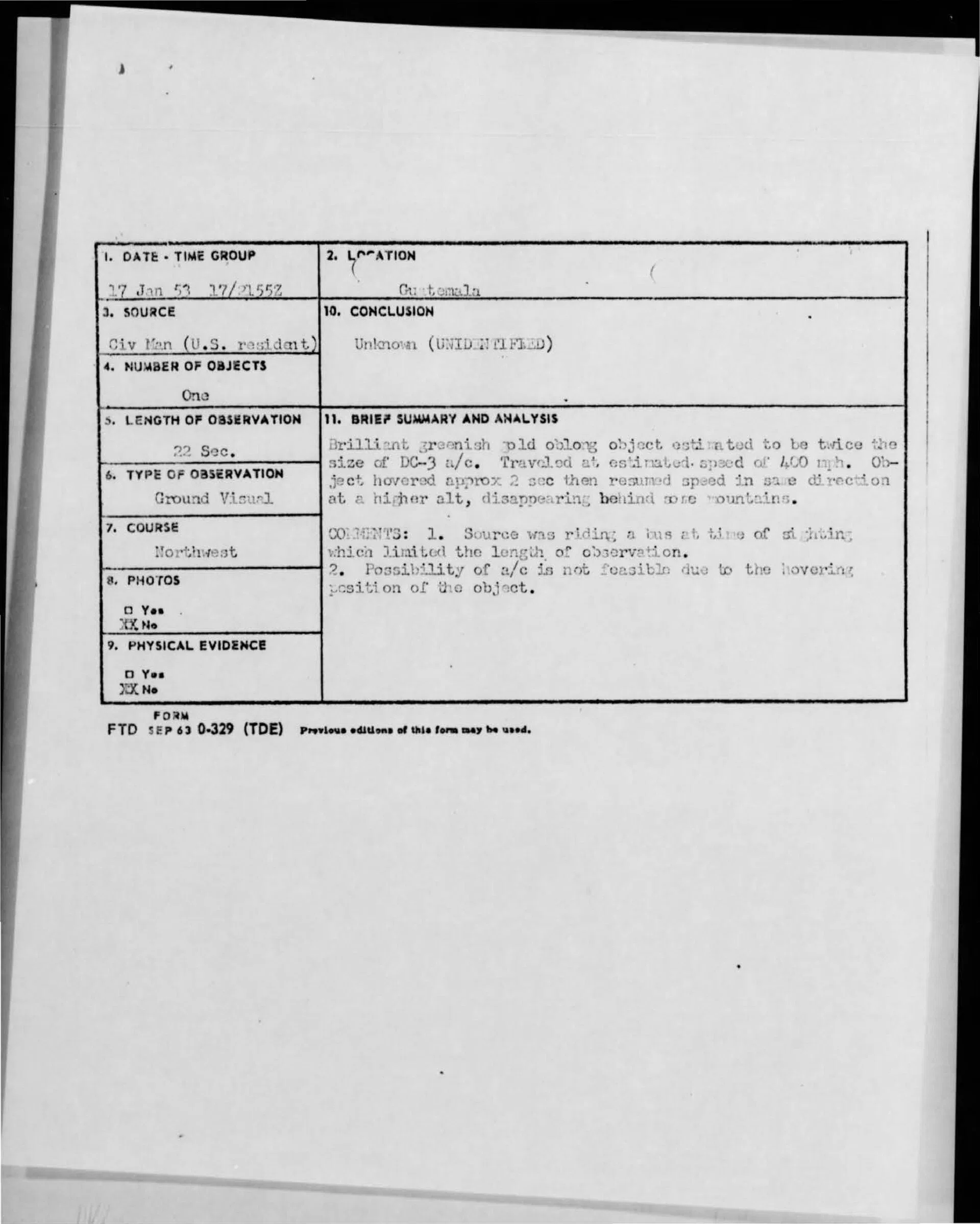 Project Blue Book report - 1953-01-9544299-Guatemala Untitled
