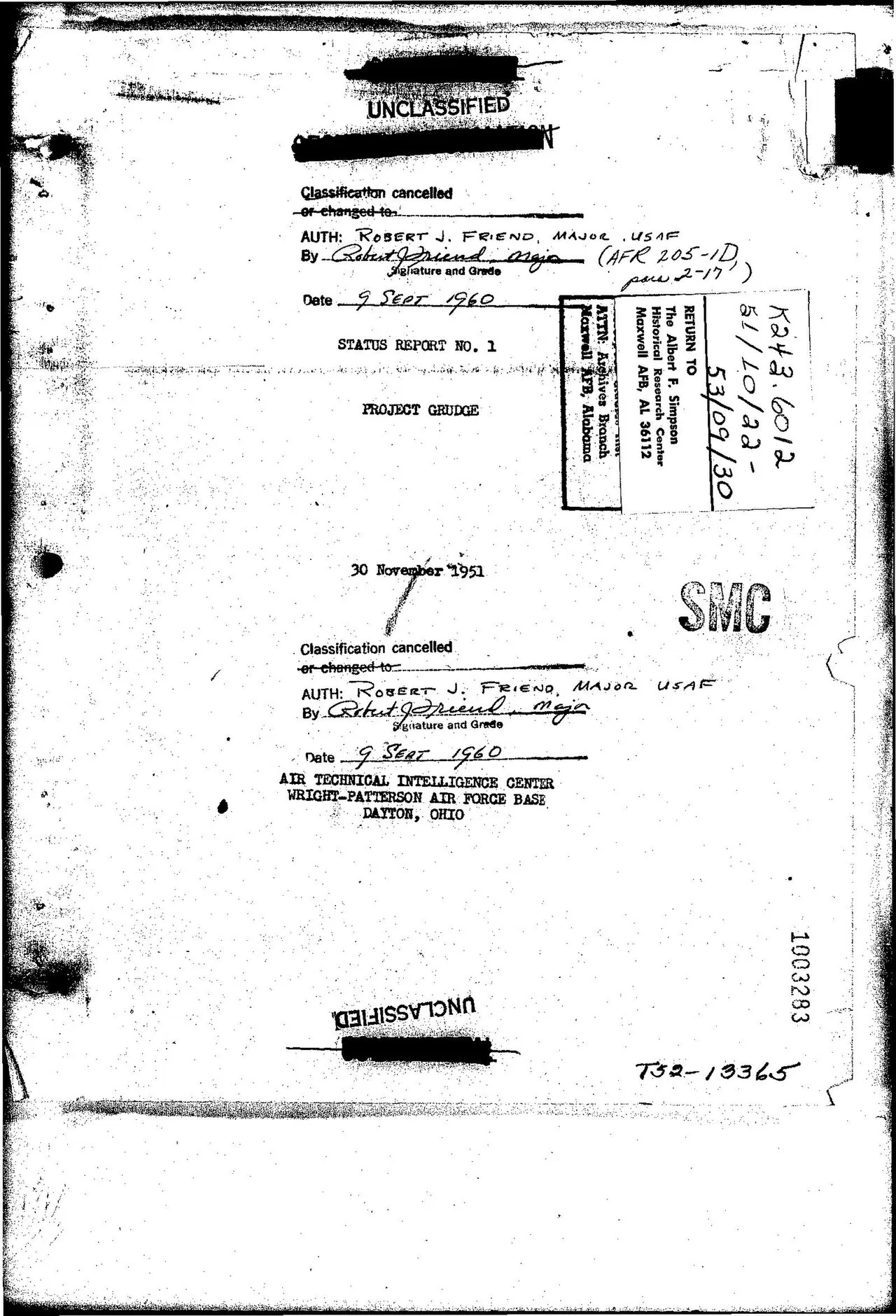 Project Blue Book, complete status reports Untitled