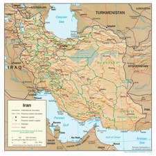 Listing image for Iran Physical Geography Physiographic Map Country Nation Poster Print