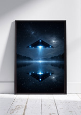 Listing image for Triangular UFO Over Water – Night Sky Encounter Art Print