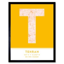 Listing image for Tehran Iran City Map Typography Framed Wall Art Print 12x16 In