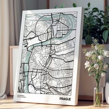 Listing image for Map Prague Czech Republic Canvas Wall Art Print Home Decor Ready to Hang