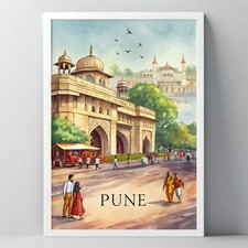 Listing image for Pune India Travel Poster - Vibrant Cityscape Art Print with Landmarks