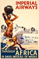 Listing image for 1935 Imperial Airways Through Africa - Vintage Style Airline Travel Poster 24x36