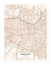 Listing image for Santiago Chile Map Wall Art Poster - Modern Urban Decor Fine Art Print