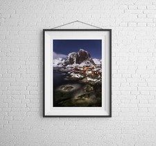 Listing image for Moonscape Print of Hamnoy | Lofoten Island Night Sky Mountain Photography