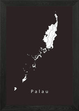 Listing image for Palau Island Map Framed Wall Art Poster Canvas Print Picture