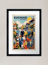 Listing image for Kuching Malaysia Vintage Travel Tou Framed Wall Art Poster Canvas Print Picture