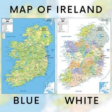 Listing image for Ireland Ire Map Ireland Map Wall Poster Print Laminated Educational Map A5-A1