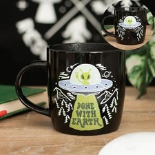 Listing image for Alien UFO Mug “Done With Earth” Funny Coffee Cup Novelty Space Mug Sci-Fi Gift