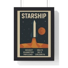 Listing image for Starship Rocket Poster Wall Art Print Gift Decor Gift for Home Office Decor