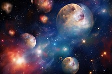 Listing image for PLANETS NIGHT SKY STARS CANVAS PICTURE PRINT WALL ART