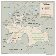 Listing image for Tajikistan Road Highway Transportation Transport Map Country Nation Print