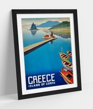 Listing image for VINTAGE GREECE ISLAND OF CORFU TRAVEL POSTER -FRAMED WALL ART POSTER PAPER PRINT