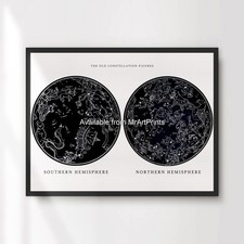 Listing image for Constellations Night Sky Star Map Art Print Astronomy Poster Outer Space Picture