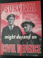 Listing image for COLD WAR POSTER , SURVIVAL MIGHT DEPEND ON CIVIL DEFENCE , COLD WAR Reproduction