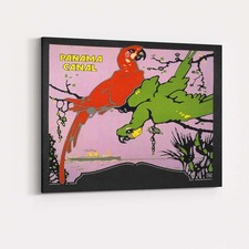 Listing image for Canvas Wall Art Decor Picture Frame Vintage Panama Canal Tropical Parrot Travel