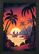Listing image for Caribbean sunset Framed Wall Art Poster Canvas Print Picture