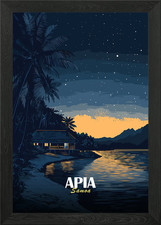 Listing image for Apia Samoa Night Landscape Illustra Framed Wall Art Poster Canvas Print Picture