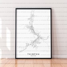 Listing image for Thimphu Map Poster Print Unframed Thimphu Map Print Bhutan Wall Art Minimal