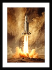 Listing image for Epic Rocket Launch Framed Wall Art Poster Canvas Print Picture