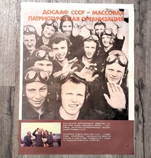 Listing image for Vintage USSR Aviation Poster DOSAAF Soviet Pilots Goggles Cold War Military Art