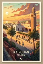 Listing image for Exotic Kairouan Tunisia Travel Poster - Vibrant Cityscape Art Print A1-A4 Poster