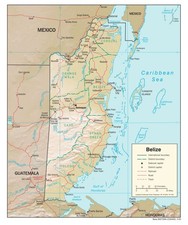 Listing image for Belize Physical Geography Geographic Physiographic Map Country Nation Print