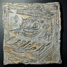 Listing image for WARASHI Clay Relief - Handmade Japanese Folklore Sculpture, Gold/Grey, 20x20cm
