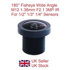 Listing image for 180° Fisheye Wide Angle M12 S Mount 1.38mm F2.1 3MP IR Infrared Camera Lens CCTV