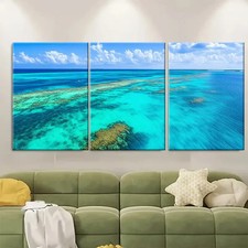 Listing image for 3pcs Belize Barrier Reef Belize Coast Print Metal Print Ready to Hang Art