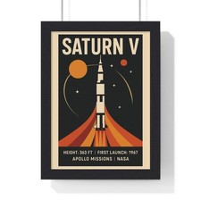 Listing image for Saturn V Rocket Poster | Retro Apollo NASA Print | Space Art Wall Art Print