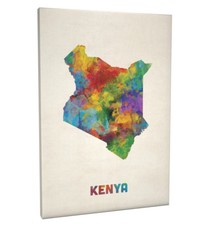 Listing image for Kenya Watercolor Map Box Canvas and Poster Print (2729)