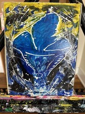 Listing image for Ufo Alien Landing 8x10 Blue & Yellow Abstract On Foam