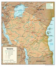 Listing image for Tanzania Physical Geography Geographic Physiographic Map Country Nation Print