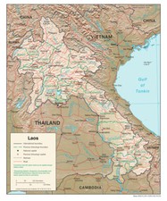 Listing image for Laos Physical Geography Geographic Physiographic Map Country Nation Print