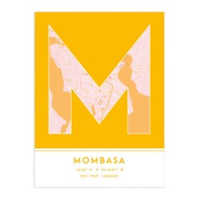 Listing image for Mombasa Kenya City Map Typography Unframed Wall Art Print 12x16 In