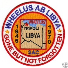 Listing image for USAF BASE PATCH, WHEELUS AB LIBYA, SAC, 1945-1979, GONE BUT NOT FORGOTTEN Y