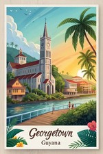 Listing image for Captivating Georgetown, Guyana - Exotic Travel Poster Art Print A1-A4 Poster Ani
