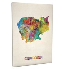Listing image for Cambodia Watercolor Map Box Canvas and Poster Print (1028)