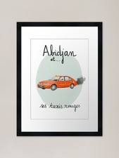 Listing image for Abidjan and...its red taxis Framed Framed Wall Art Poster Canvas Print Picture