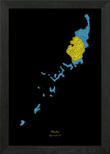 Listing image for Palau Ngerulmud Flag Map Framed Wall Art Poster Canvas Print Picture
