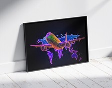Listing image for AEROPLANE POSTER TRIPPY ART JET AIRCRAFT AVIATION AIRPORT PRINT SIZE A3 A4 A2 A1