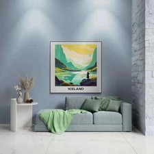Listing image for RETRO TRAVEL POSTER: Iceland Travel Poster, Iceland Canvas, Iceland Print