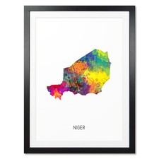 Listing image for Niger Map, Poster, Canvas or Framed Print, watercolour painting 10898
