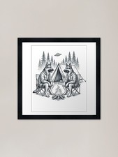 Listing image for Vintage German Shepherd Camping UFO Framed Wall Art Poster Canvas Print Picture