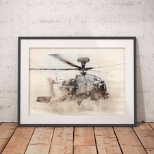 Listing image for Apache AH-64 Helicopter Poster Gunship | Wall Art | Print | Aircraft | Aviation