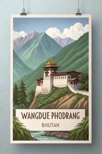 Listing image for Breathtaking Wangdue Phodrang, Bhutan Vintage Travel Poster Print A1-A4 Poster A
